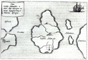 「Mundus Subterraneus」からの1665〜68年のアトランティスの地図